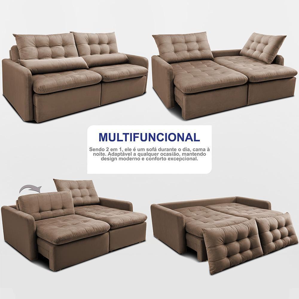 Sofá Sem Caixa Retrátil 1,60m Softgel Celeste Velusoft Castor Cama Inbox - 5