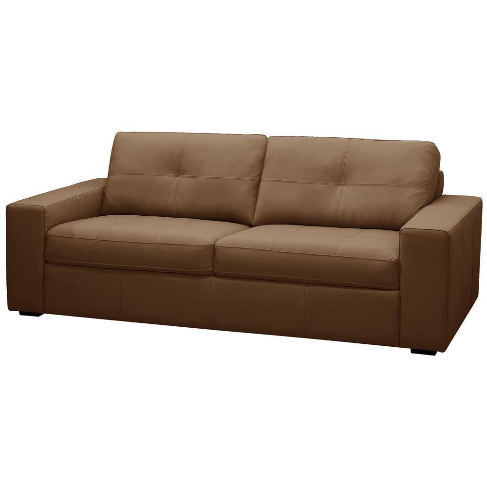 Sofá 3 Lugares Para Sala De Estar Living 235cm Vienne L06 Couro Marrom Claro - Lyam Decor - 5