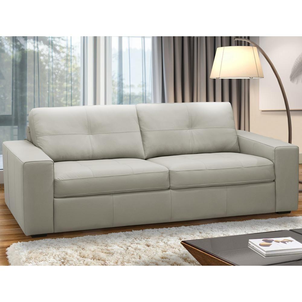 Sofá 3 Lugares Para Sala De Estar Living 205cm Vienne L06 Couro Pérola - Lyam Decor - 2