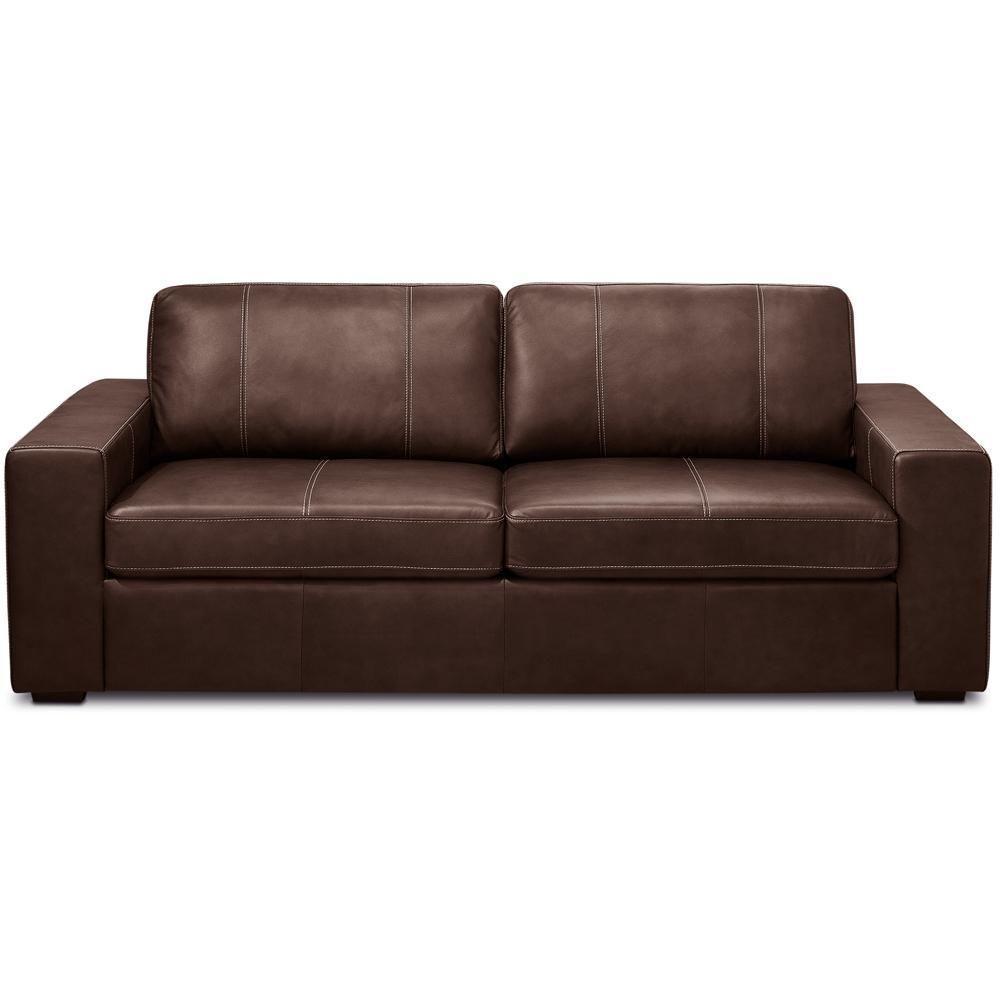 Sofá 3 Lugares Para Sala De Estar Living 205cm Aurora L06 Couro Marrom Café - Lyam Decor - 3