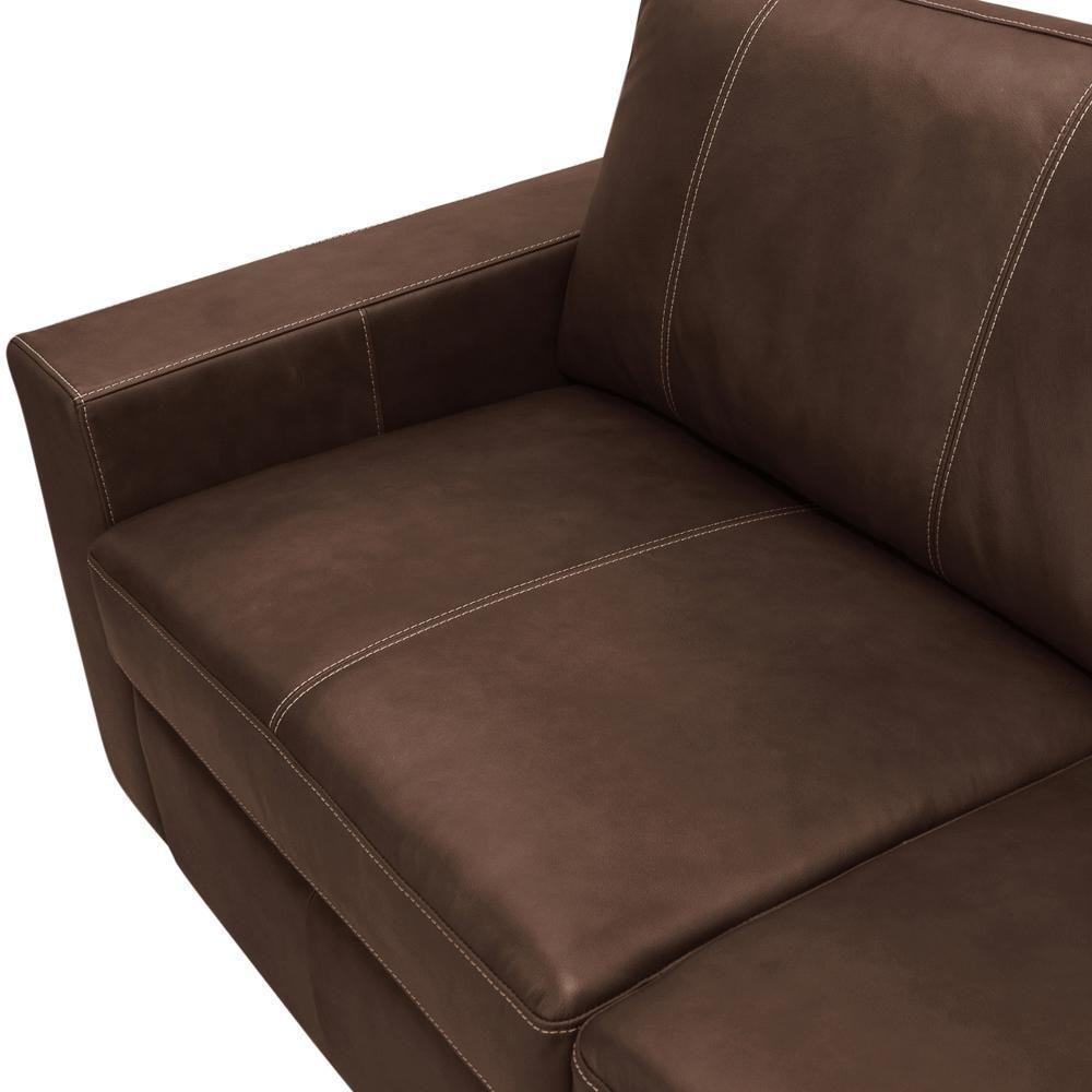 Sofá 3 Lugares Para Sala De Estar Living 205cm Aurora L06 Couro Marrom Café - Lyam Decor - 8