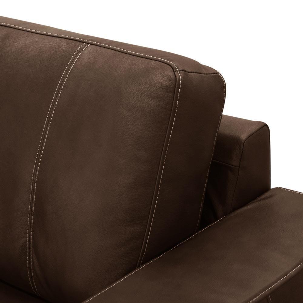 Sofá 3 Lugares Para Sala De Estar Living 205cm Aurora L06 Couro Marrom Café - Lyam Decor - 10