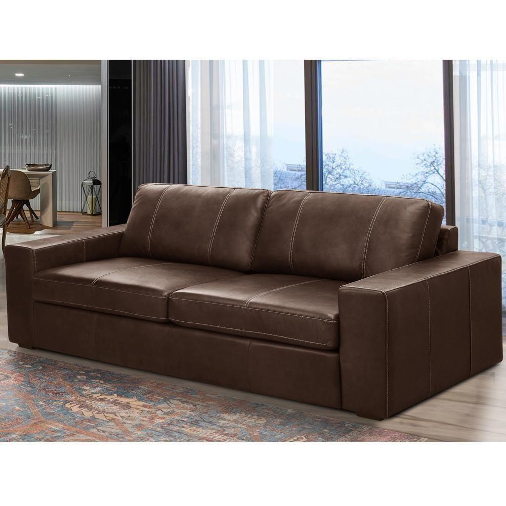 Sofá 2 Lugares Para Sala De Estar Living 150cm Aurora L06 Couro Marrom Café - Lyam Decor - 2