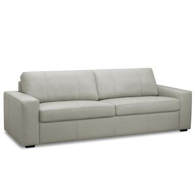 Sofá 2 Lugares Para Sala De Estar Living 150cm Aurora L06 Couro Cinza Claro - Lyam Decor