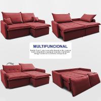 Sofá Sem Caixa Retrátil 1,80m Softgel Luna Velusoft Vermelho Cama Inbox - 5