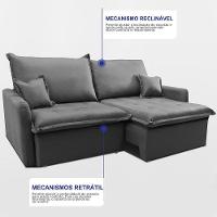 Sofá Sem Caixa Retrátil 1,80m Softgel Luna Velusoft Cinza Cama Inbox - 6