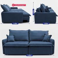 Sofá Sem Caixa Retrátil 1,80m Softgel Luna Velusoft Azul Cama Inbox