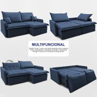 Sofá Sem Caixa Retrátil 1,80m Softgel Luna Velusoft Azul Cama Inbox - 5
