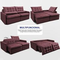 Sofá Sem Caixa Retrátil 1,80m Softgel Celeste Velusoft Vinho Cama Inbox - 5