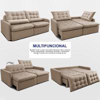 Sofá Sem Caixa Retrátil 1,80m Softgel Celeste Velusoft Bege Cama Inbox - 5