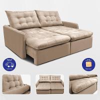 Sofá Sem Caixa Retrátil 1,80m Softgel Celeste Velusoft Bege Cama Inbox - 7