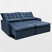 Sofá Sem Caixa Retrátil 1,80m Softgel Celeste Velusoft Azul Cama Inbox - 7