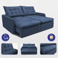 Sofá Sem Caixa Retrátil 1,80m Softgel Celeste Velusoft Azul Cama Inbox - 8