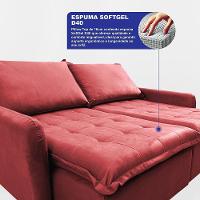 Sofá Sem Caixa Retrátil 1,60m Softgel Luna Velusoft Vermelho Cama Inbox - 2