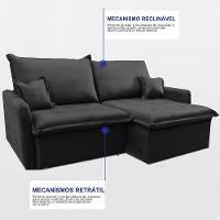 Sofá Sem Caixa Retrátil 1,60m Softgel Luna Velusoft Preto Cama Inbox - 6