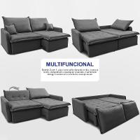 Sofá Sem Caixa Retrátil 1,60m Softgel Luna Velusoft Cinza Cama Inbox - 5