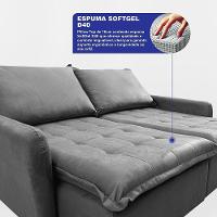 Sofá Sem Caixa Retrátil 2,00m Softgel Luna Velusoft Cinza Cama Inbox - 2