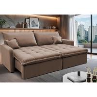 Sofá Sem Caixa Retrátil 2,00m Softgel Luna Velusoft Castor Cama Inbox - 1