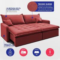 Sofá Sem Caixa Retrátil 2,00m Softgel Luna Velusoft Vermelho Cama Inbox - 3