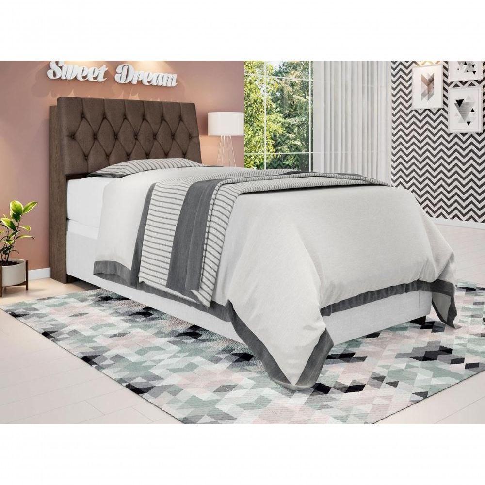 Cabeceira Box Solteiro Isis Chocolate Com Capitonê Marrom - 2