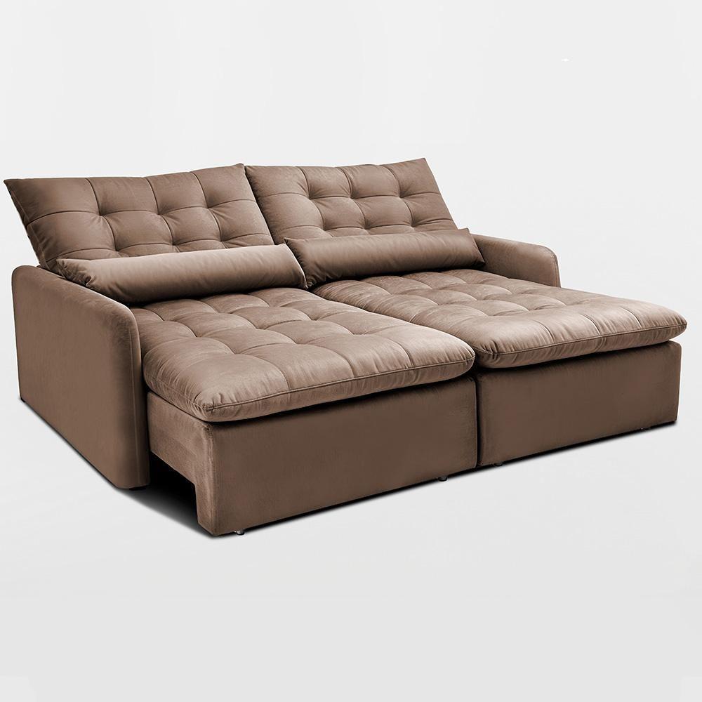 Sofá Sem Caixa Retrátil 2,00m Softgel Celeste Velusoft Castor Cama Inbox - 5