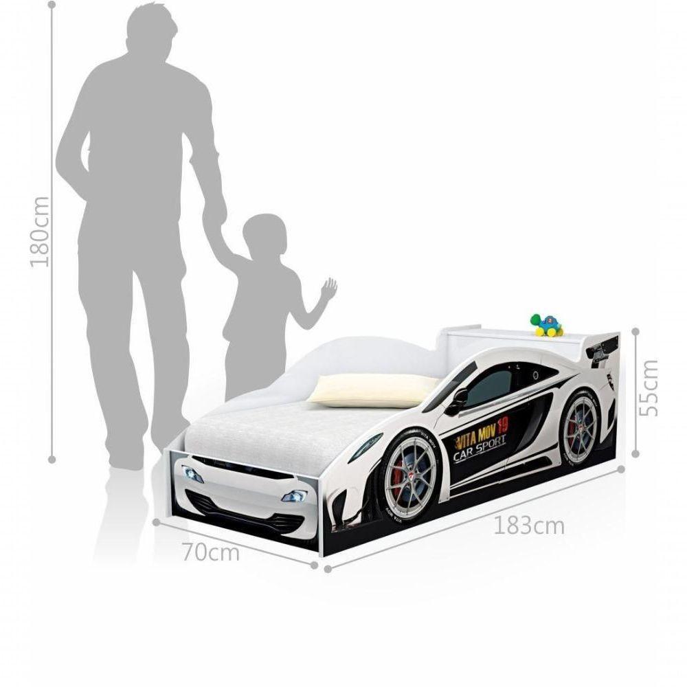 Cama Carro Com Baú Infantil Branco Com Colchão - 1