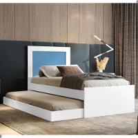 Bicama Luara Com Cabeceira Solteiro Branca E Azul - 1