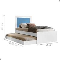 Bicama Luara Com Cabeceira Solteiro Branca E Azul - 2