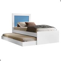 Bicama Luara Com Cabeceira Solteiro Branca E Azul - 3