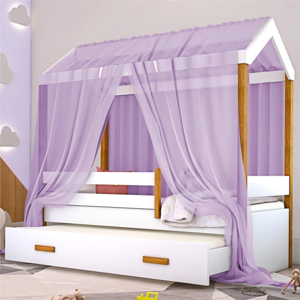 Bicama Montessori Exclusiv Com Colchão E Voal Lilás - 1