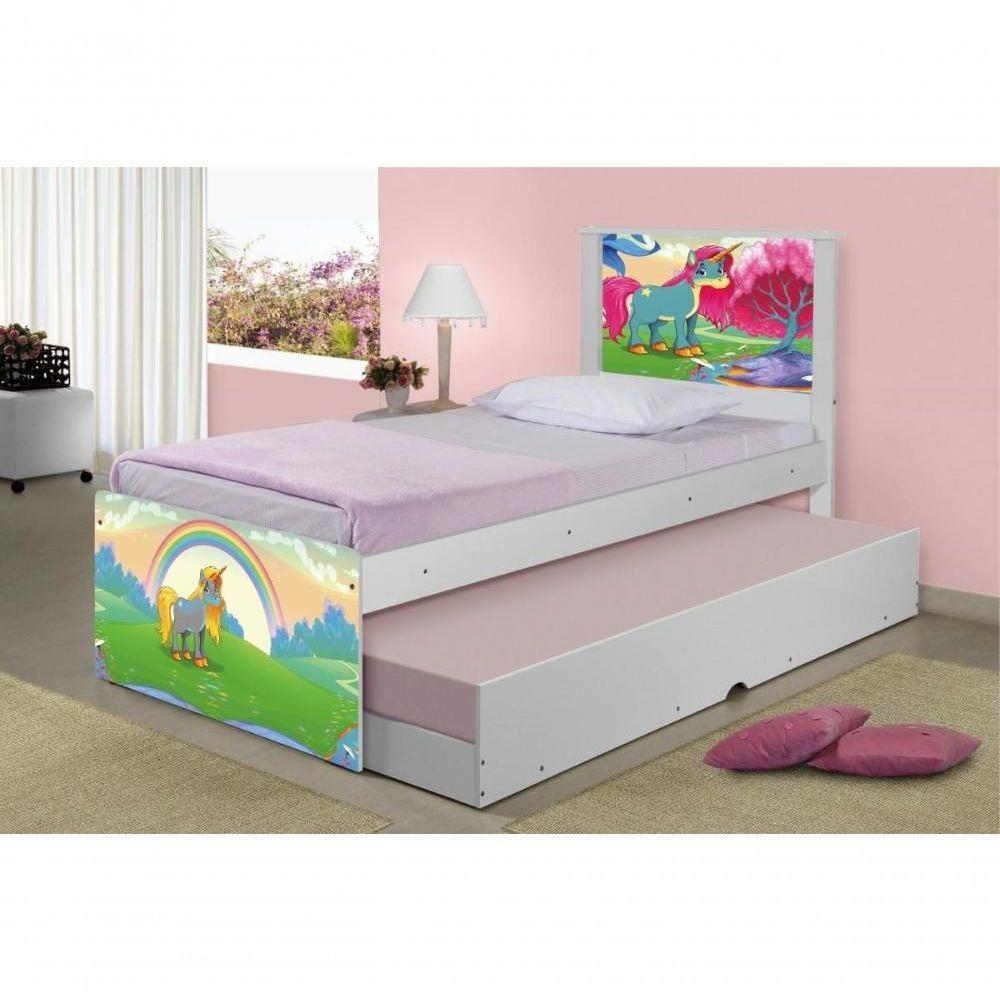 Bicama Juvenil Com Cabeceira Adesivada Unicórnio Feliz - 3