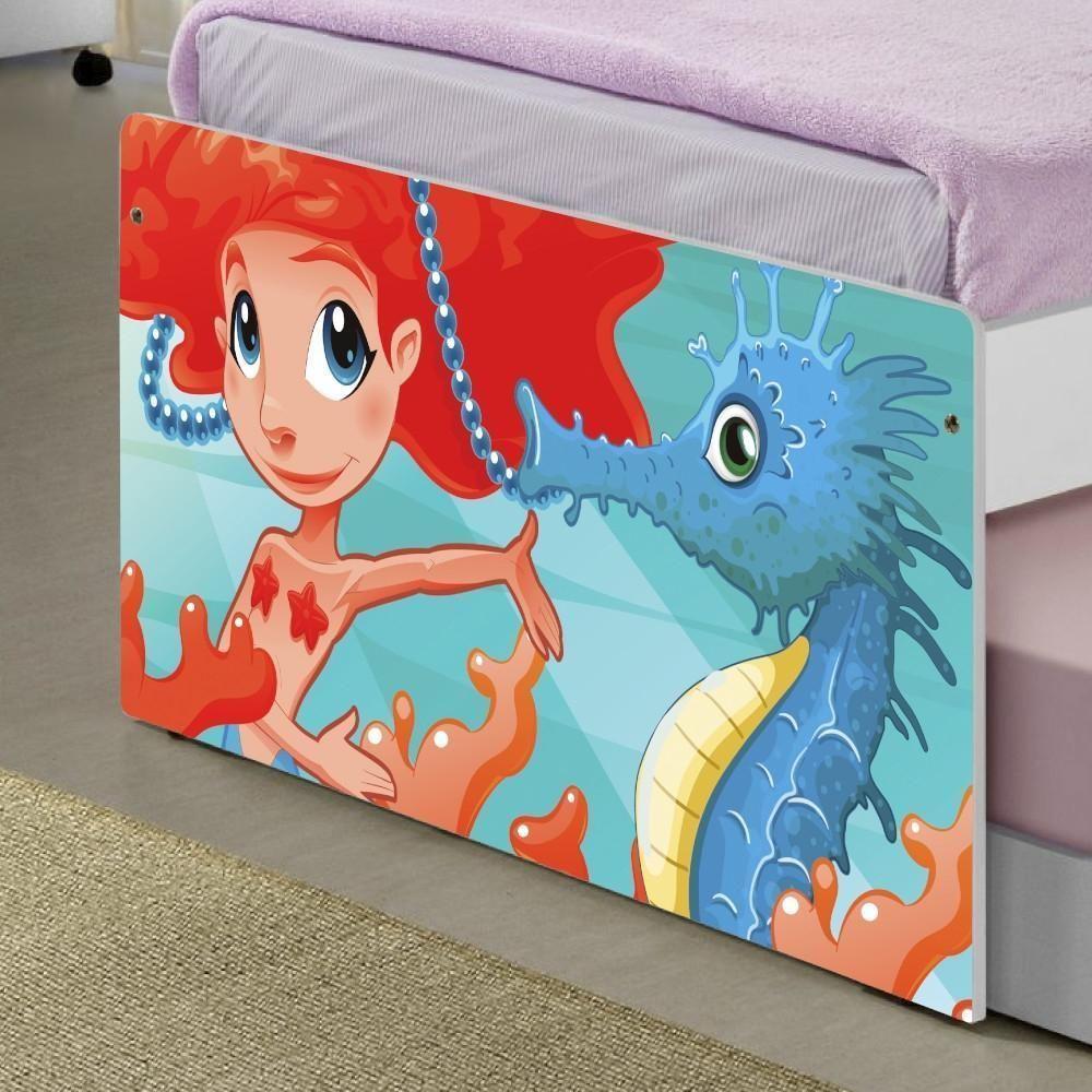 Bicama Juvenil Com Cabeceira Adesivada Sereia Ruiva - 5