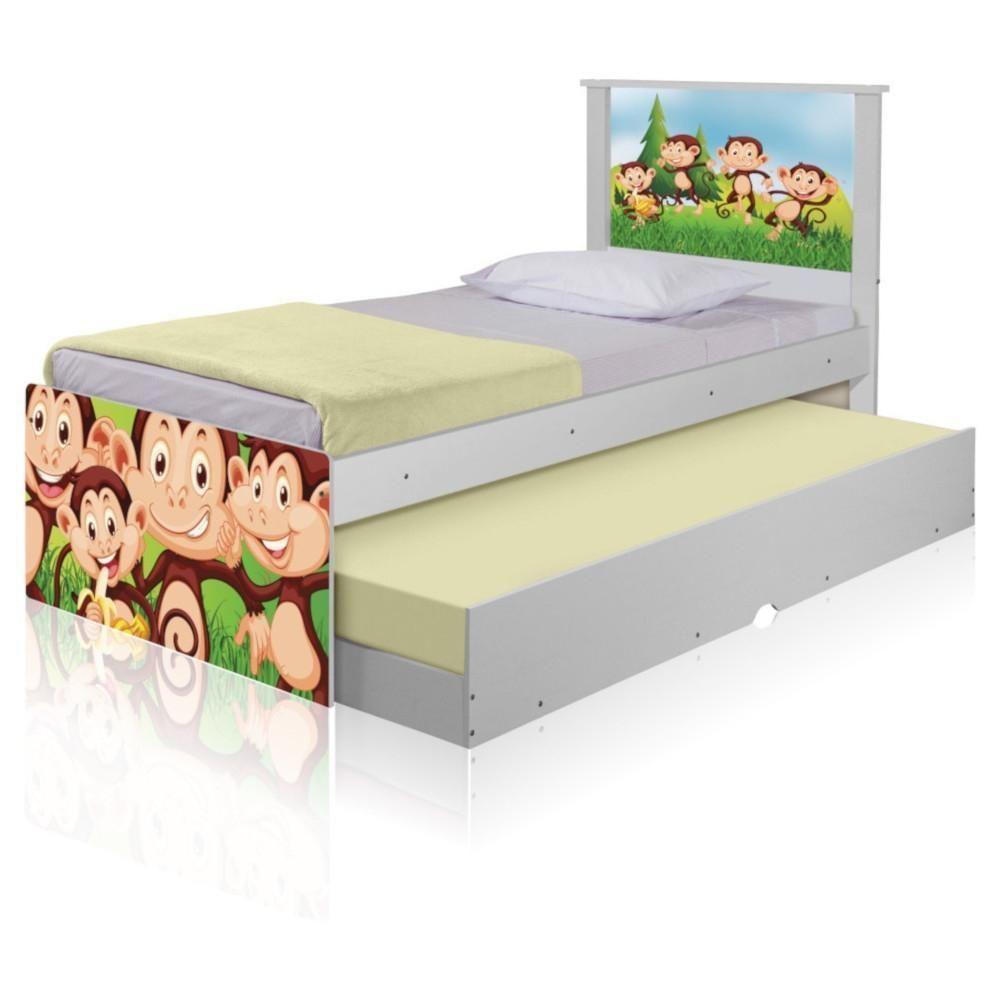 Bicama Juvenil Com Cabeceira Adesivada Safari Macaquinhos - 2