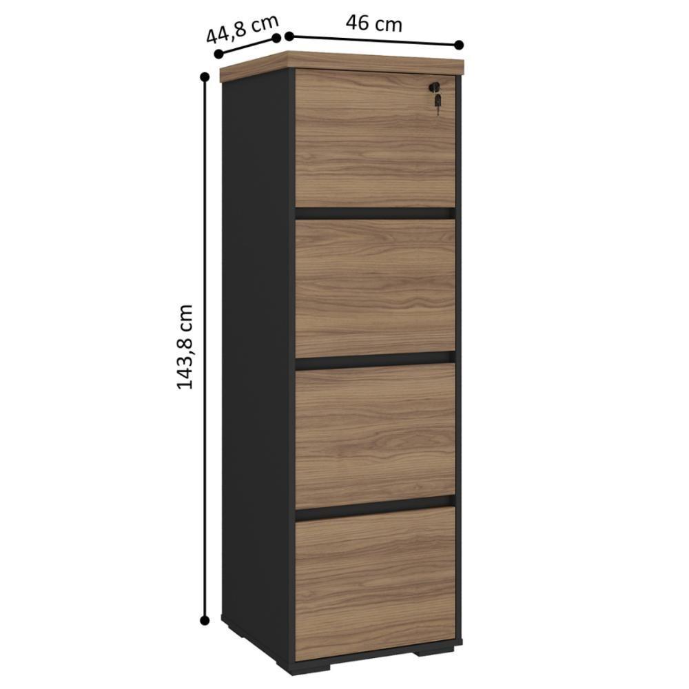 Arquivo Com 4 Gavetas Dinamarca Nogal Preto - 2