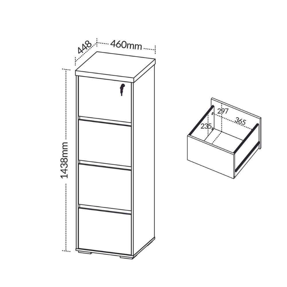 Arquivo Com 4 Gavetas Dinamarca Nogal Preto - 3