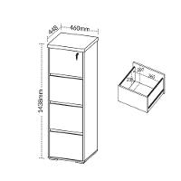 Arquivo Com 4 Gavetas Dinamarca Nogal Preto - 3