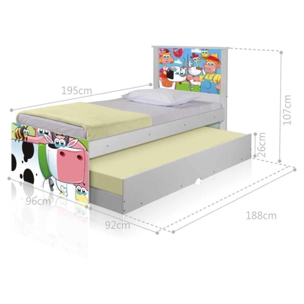 Bicama Juvenil Com Cabeceira Adesivada Fazendinha Feliz - 1