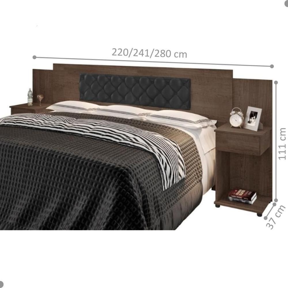 Cabeceira Box Bruna Chocolate Com Capitonê Preto - 2