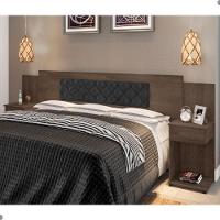 Cabeceira Box Bruna Chocolate Com Capitonê Preto - 1