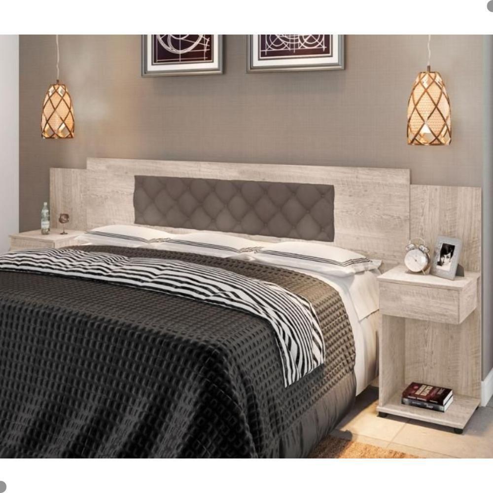 Cabeceira Box Bruna Amarula Com Capitonê Bege Escuro - 1