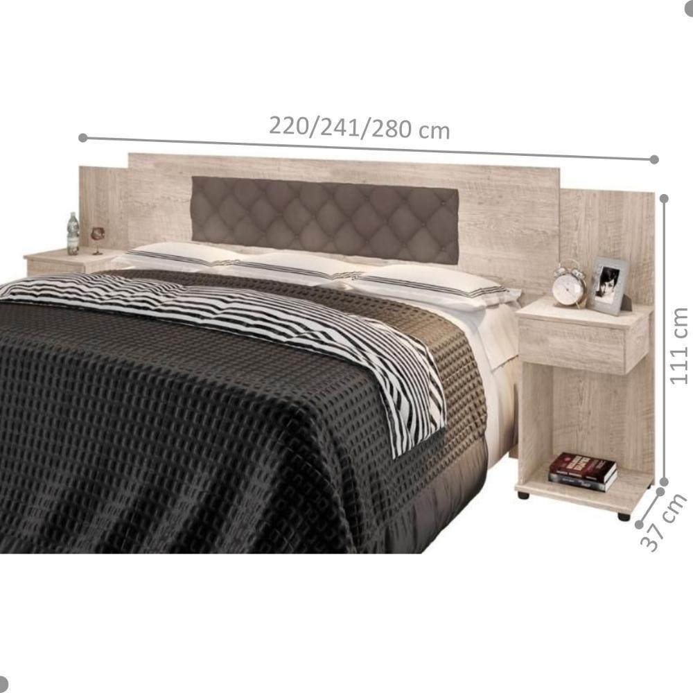 Cabeceira Box Bruna Amarula Com Capitonê Bege Escuro - 2