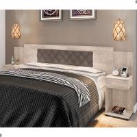 Cabeceira Box Bruna Amarula Com Capitonê Bege Escuro - 1