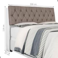 Cabeceira Box Casal Isis Branco Com Capitonê Bege Escuro - 2