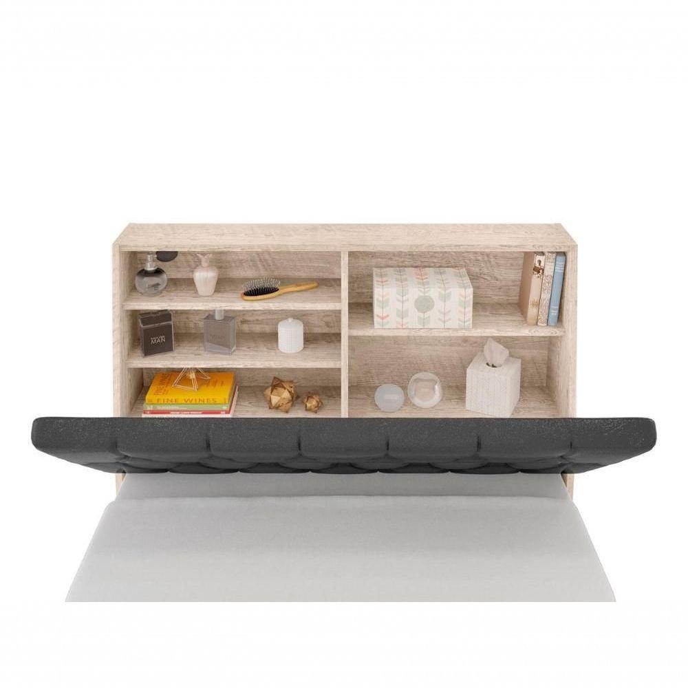 Cabeceira Box Solteiro Isis Amarula Com Capitonê Preto - 1