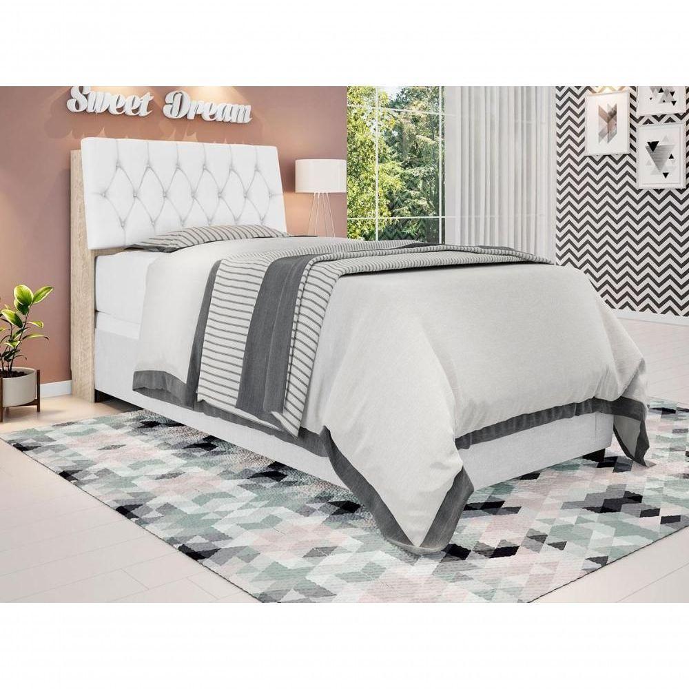 Cabeceira Box Solteiro Isis Amarula Com Capitonê Branco - 3