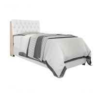 Cabeceira Box Solteiro Isis Amarula Com Capitonê Branco - 2