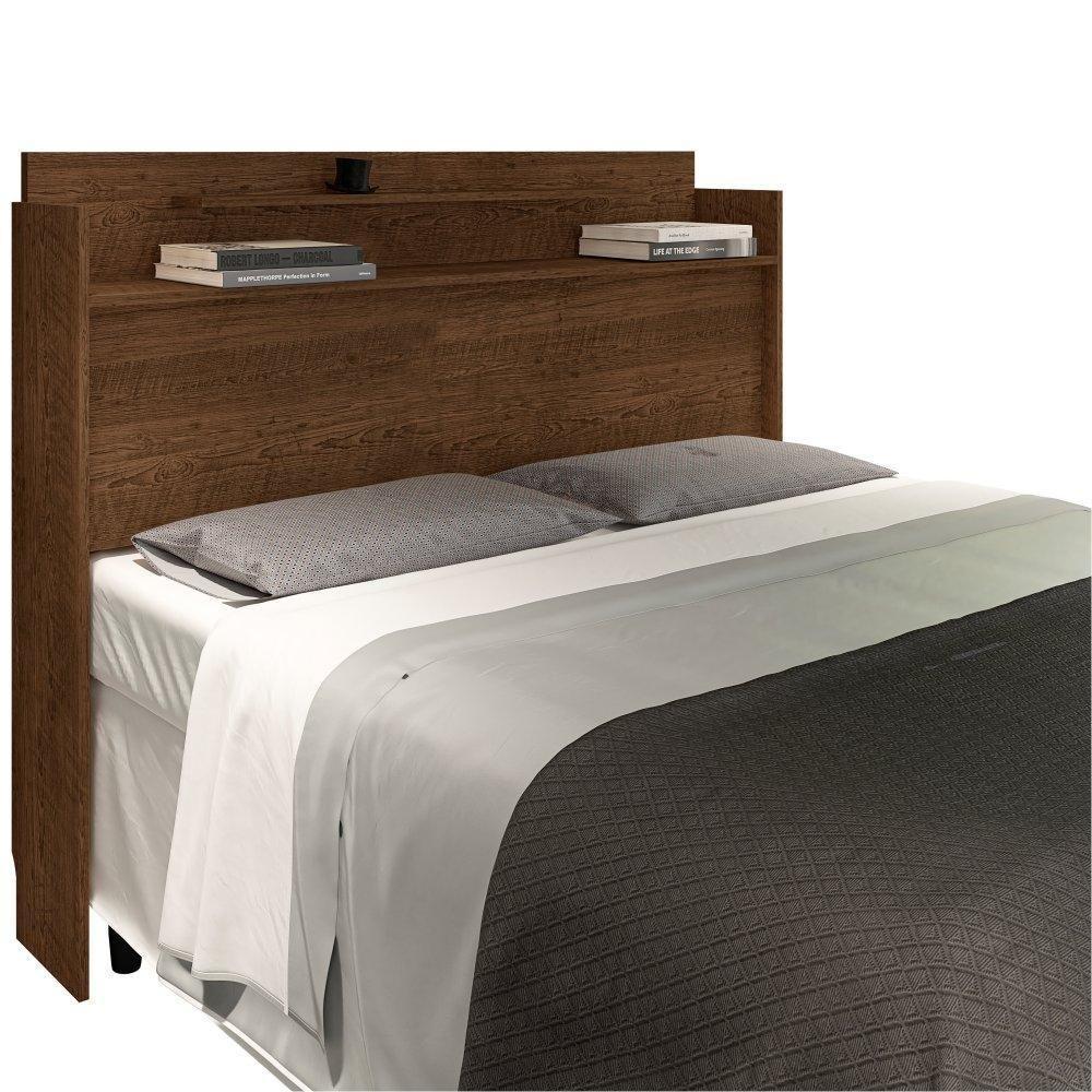 Cabeceira Box Casal Com Prateleiras Austin Malbec - 2