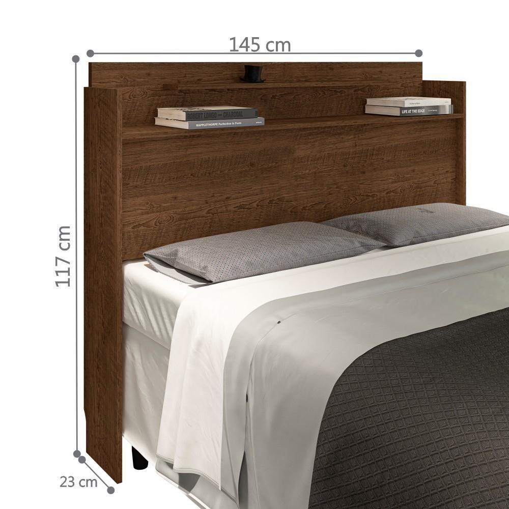 Cabeceira Box Casal Com Prateleiras Austin Malbec - 3