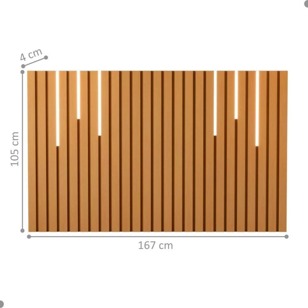 Cabeceira Ripada De Casal Com Kit Led Yokohama Nature - 2