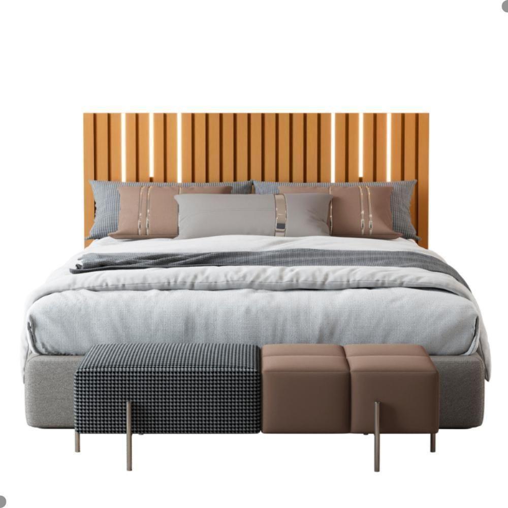 Cabeceira Ripada De Casal Com Kit Led Yokohama Nature - 4